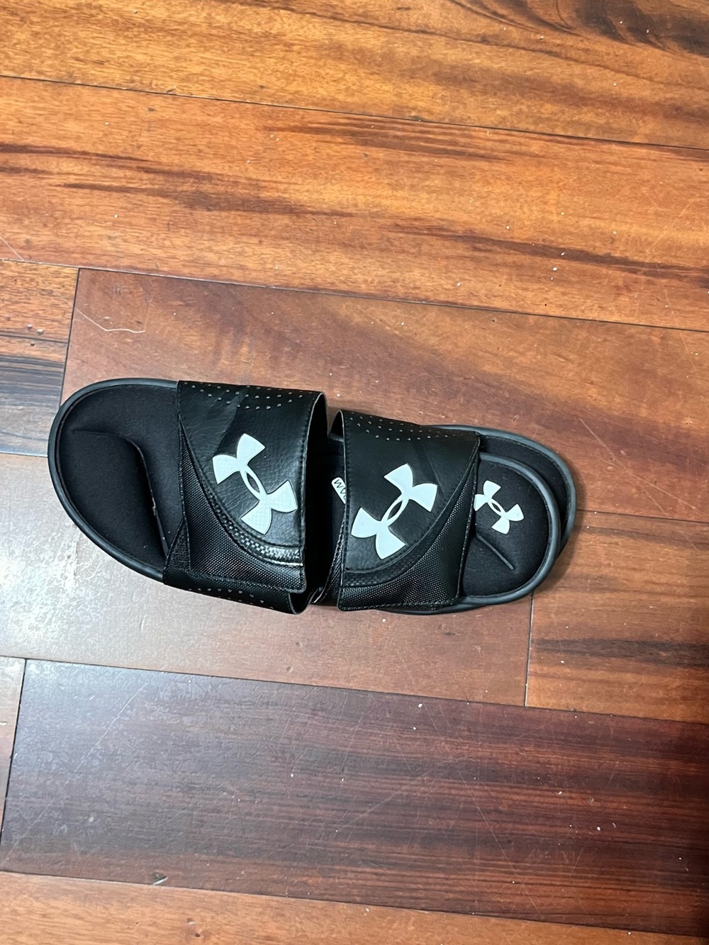 Under Armour Black Slide Sandals with White Logo